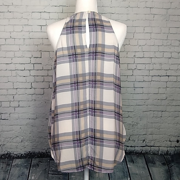 Old Navy Womens SZ Medium Light Purple Cream Plaid Tank Top - Picture 4 of 9
